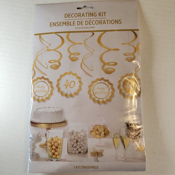 Gold & White 40th Birthday Party Kit - Photo Booth, Decor, Sash & Confetti - Picture 10 of 16